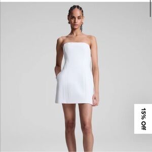 Strapless White Mini Dress with Pocket Detailing